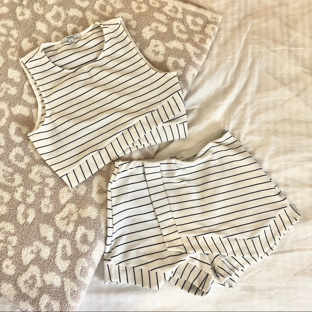 Striped Two Piece Skort Set